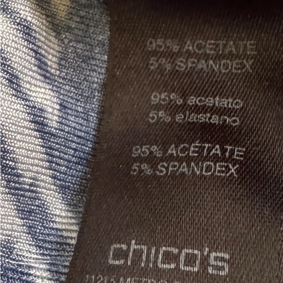 Travelers by Chico’s Blue Asymmetrical Sky Weaves Elbow Sleeve Top - Picture 8 of 9